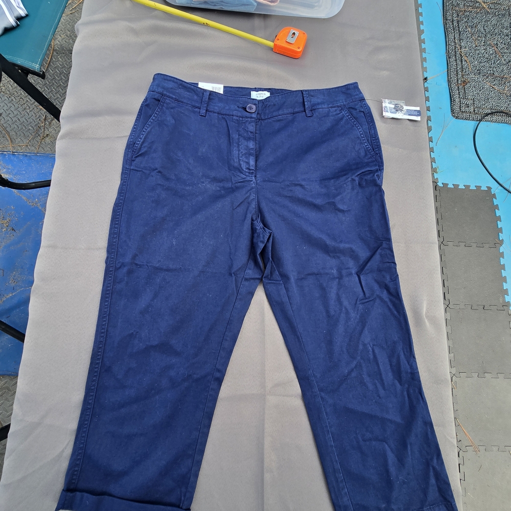 Crown & Ivy Charlotte Crop Dark Blue Chino Pants 12P